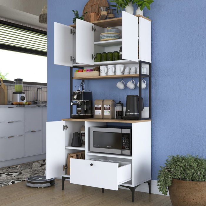 Hanah Home Gabinete Multipropósito Blanco y Nuez